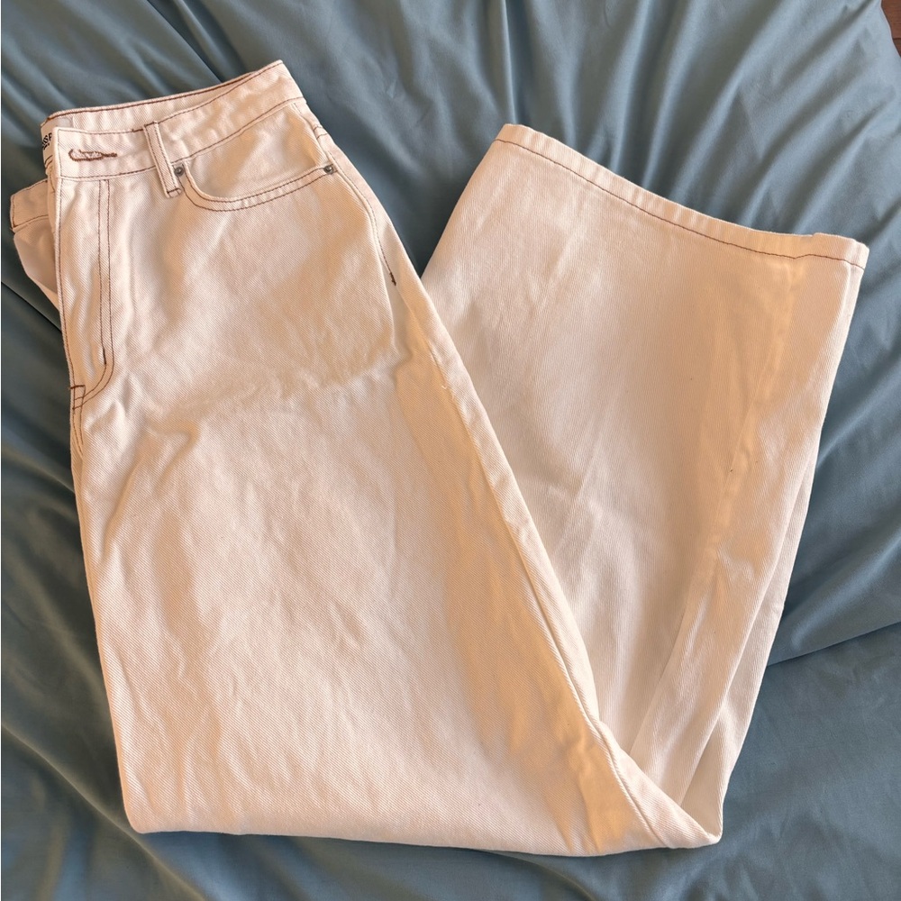 Princess Polly Cream Denim Shorts